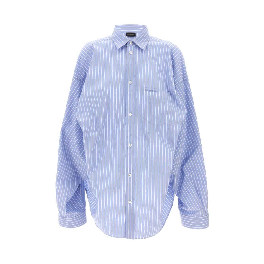 790945TQM163965 (W) Balenciaga Stripe Asymmetrical Shirt Sky Blue