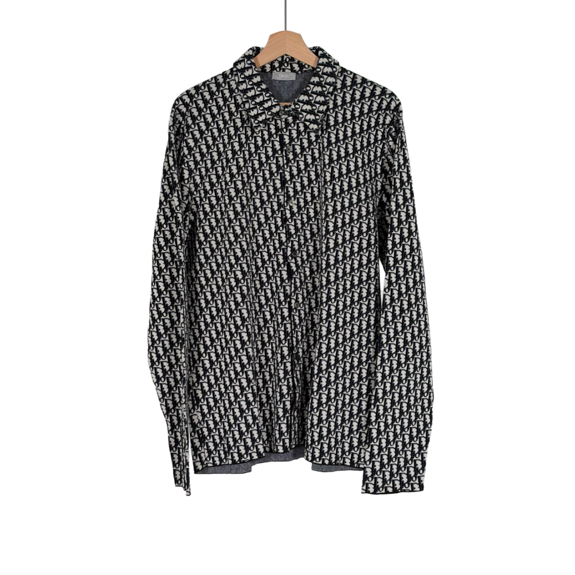 ITTE2C3SR77F Dior Men's Oblique Gabardine Jacquard Oversized Knit Shirt - Black