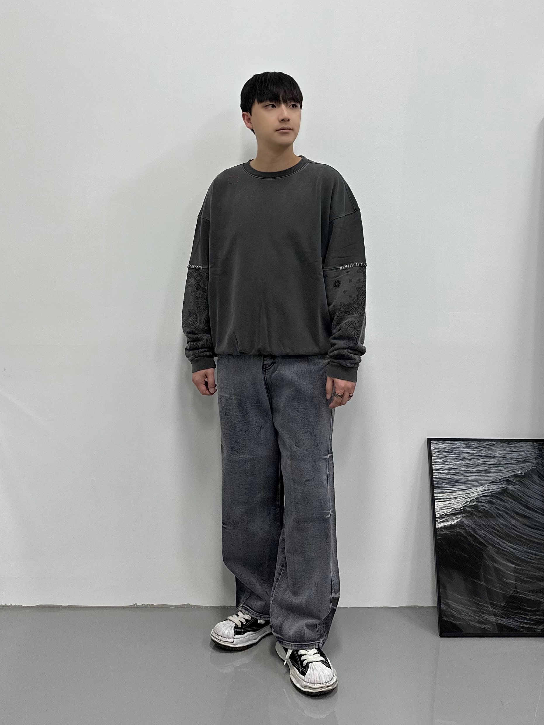 Maison Mihara Yasuhiro Peterson OG Sole Canvas Low Sneakers Black 착용 스타일 - 1