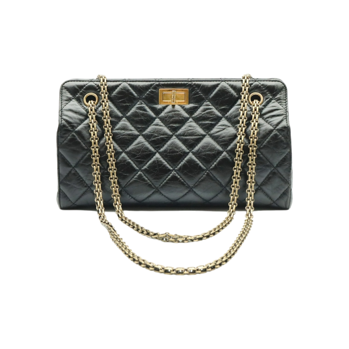 IT6LBUIDHUDF Chanel Black Calfskin Gold Chain Vintage 2.55 Large Shoulder Bag (21 Series)