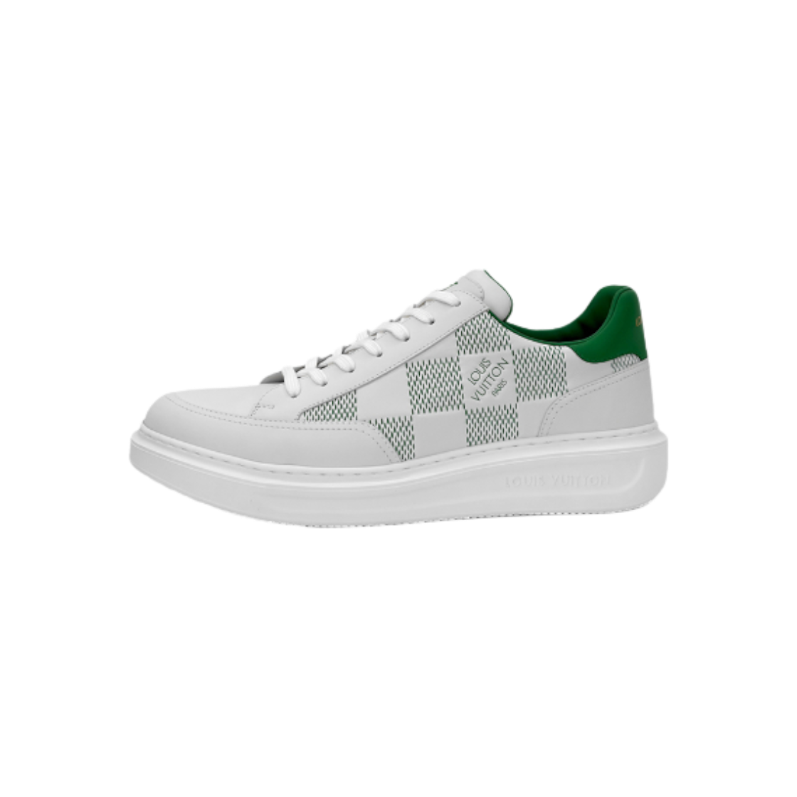 ITSBBN9Q4P3E Louis Vuitton Men's Beverly Hills Damier Trainer Sneakers - White Green