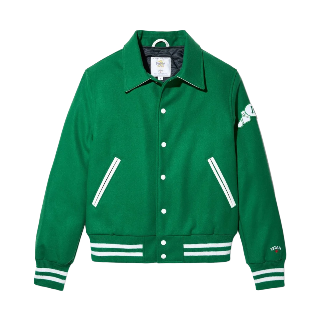 - Noah x Golden Bear Northeast Wool Varsity Jacket Kelly White