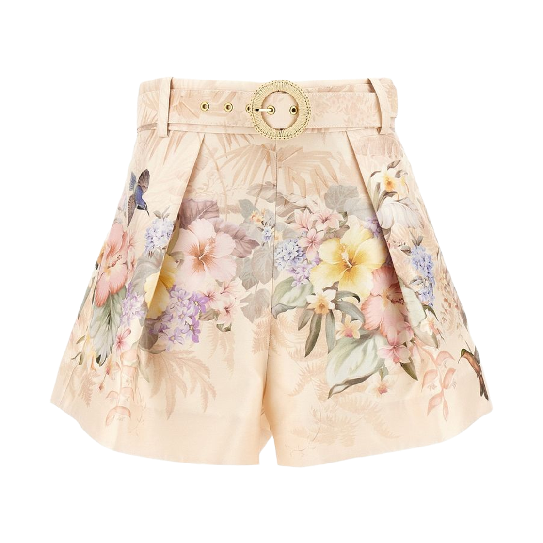 (W) 짐머만 일루미네이트 턱 쇼츠 아이보리 트로피컬((W) Zimmermann Illuminate Tuck Shorts Ivory Tropical)