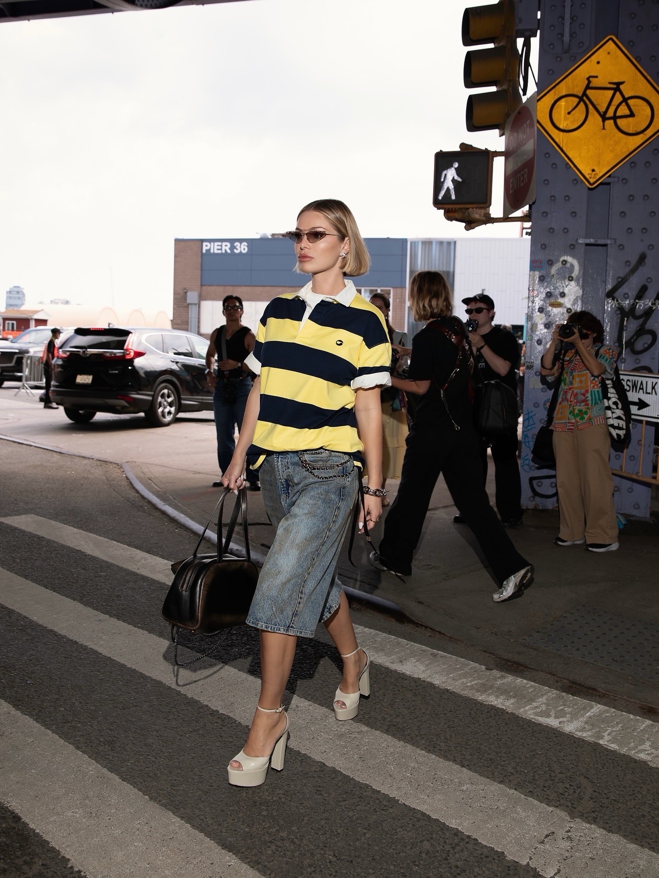 Coperni Striped Polo Top Yellow Blue - 25SS 착용 스타일 - 2