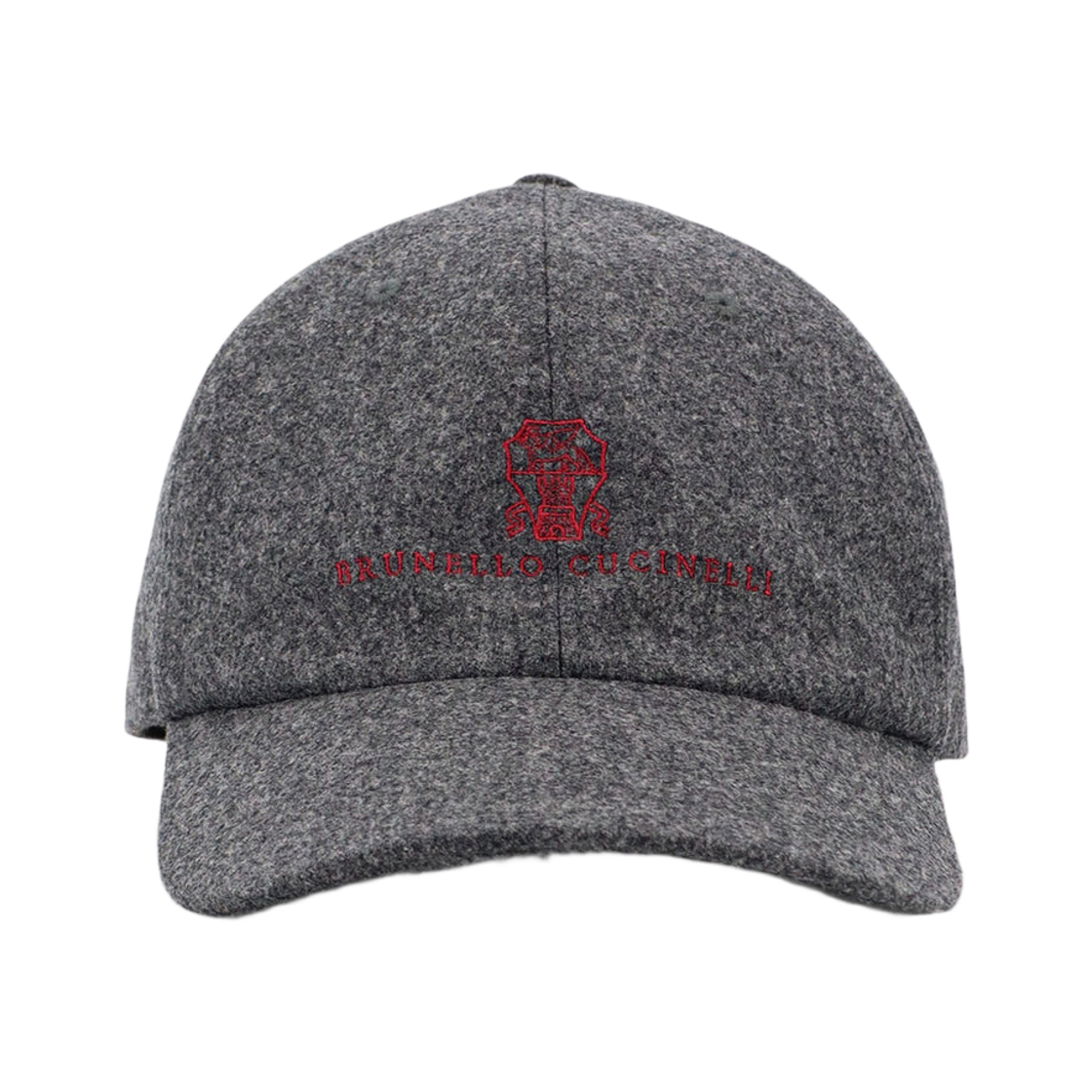 M038P9850-CVS87 Brunello Cucinelli Virgin Wool Flannel Baseball Cap with Embroidery Grey