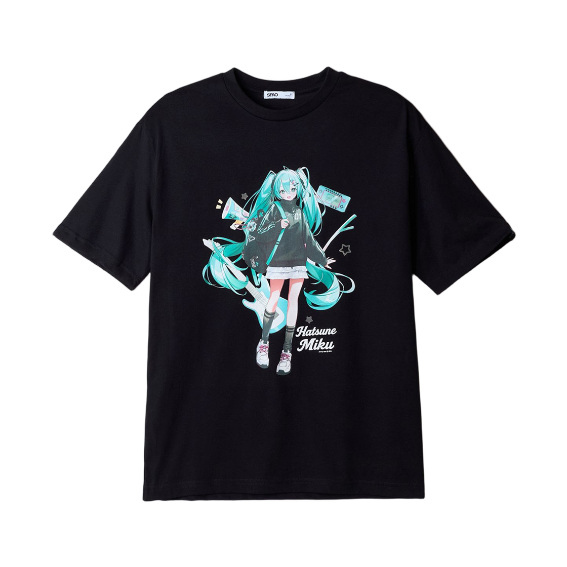 스파오 x 하츠네미쿠 숏슬리브 티셔츠 블랙(Spao x Hatsune Miku Short Sleeve T-Shirt Black)