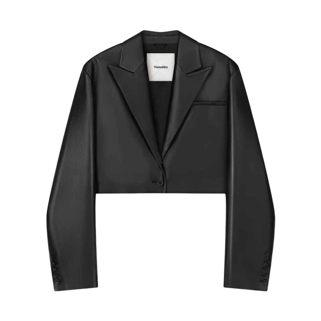 (W) 나누시카 아이둘라 레더 블레이저 블랙((W) Nanushka Aidula Leather Blazer Black)