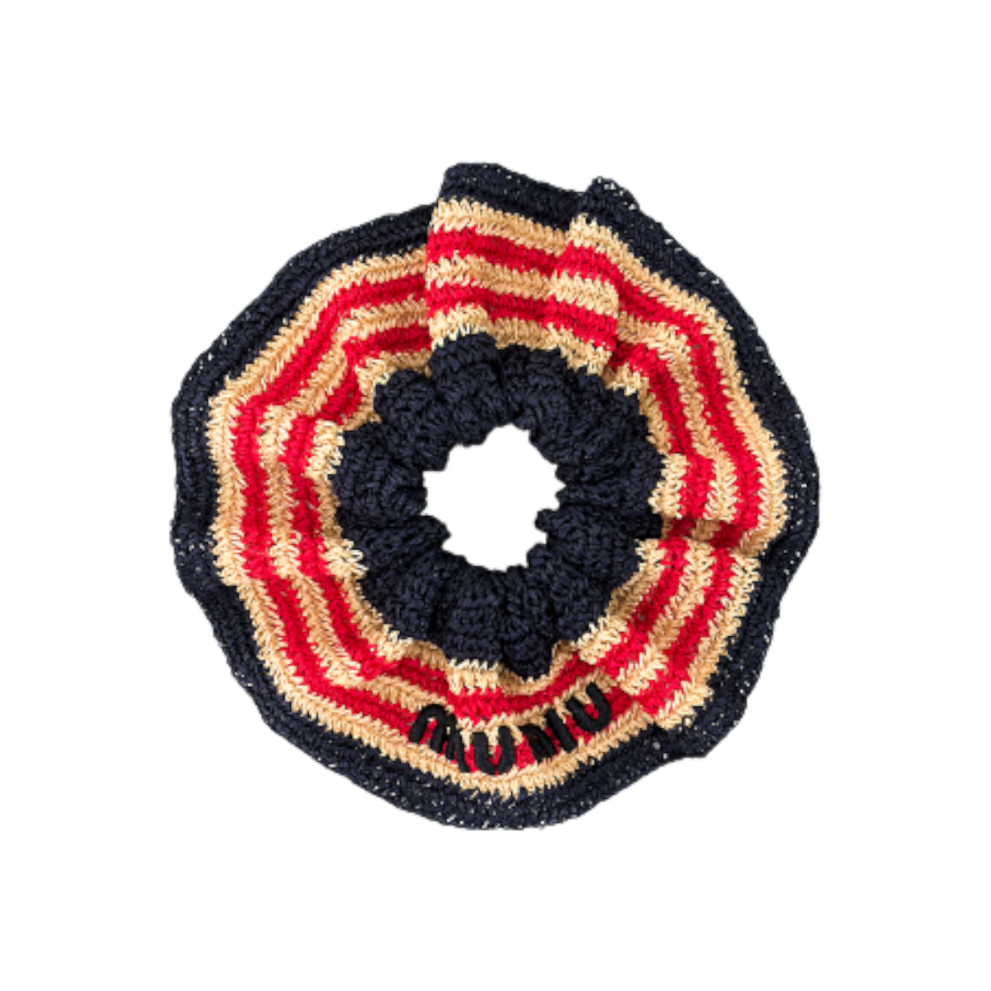 ITIDIMQUHI88 Miu Miu Women's Crochet Scrunchie Headband in Natural Blue Red