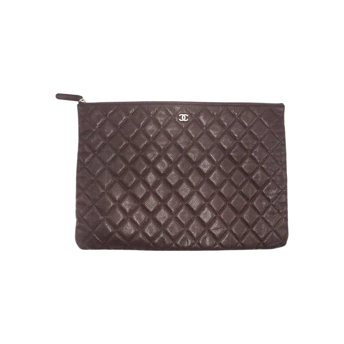 ITJK9PTKBSHR Chanel Burgundy Caviar Skin Silver CC Logo Classic Large Pouch Clutch (20 Series)