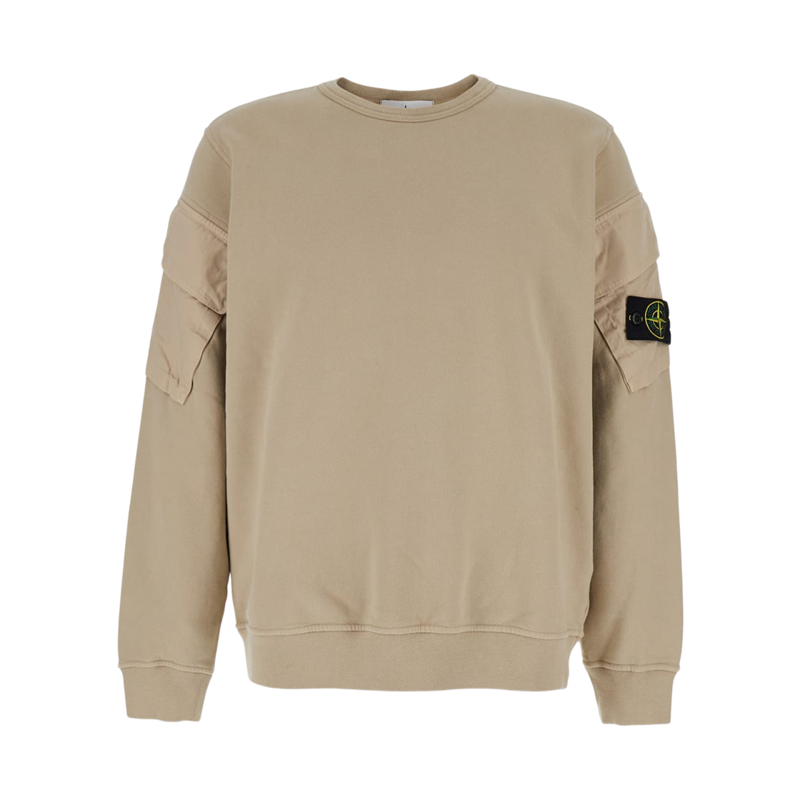 K2S1561000-08S0A20-V009A Stone Island 6100008 Brushed Organic Cotton Fleece Regular Fit Crewneck Sweatshirt with Sleeve Pockets Desert - 25FW