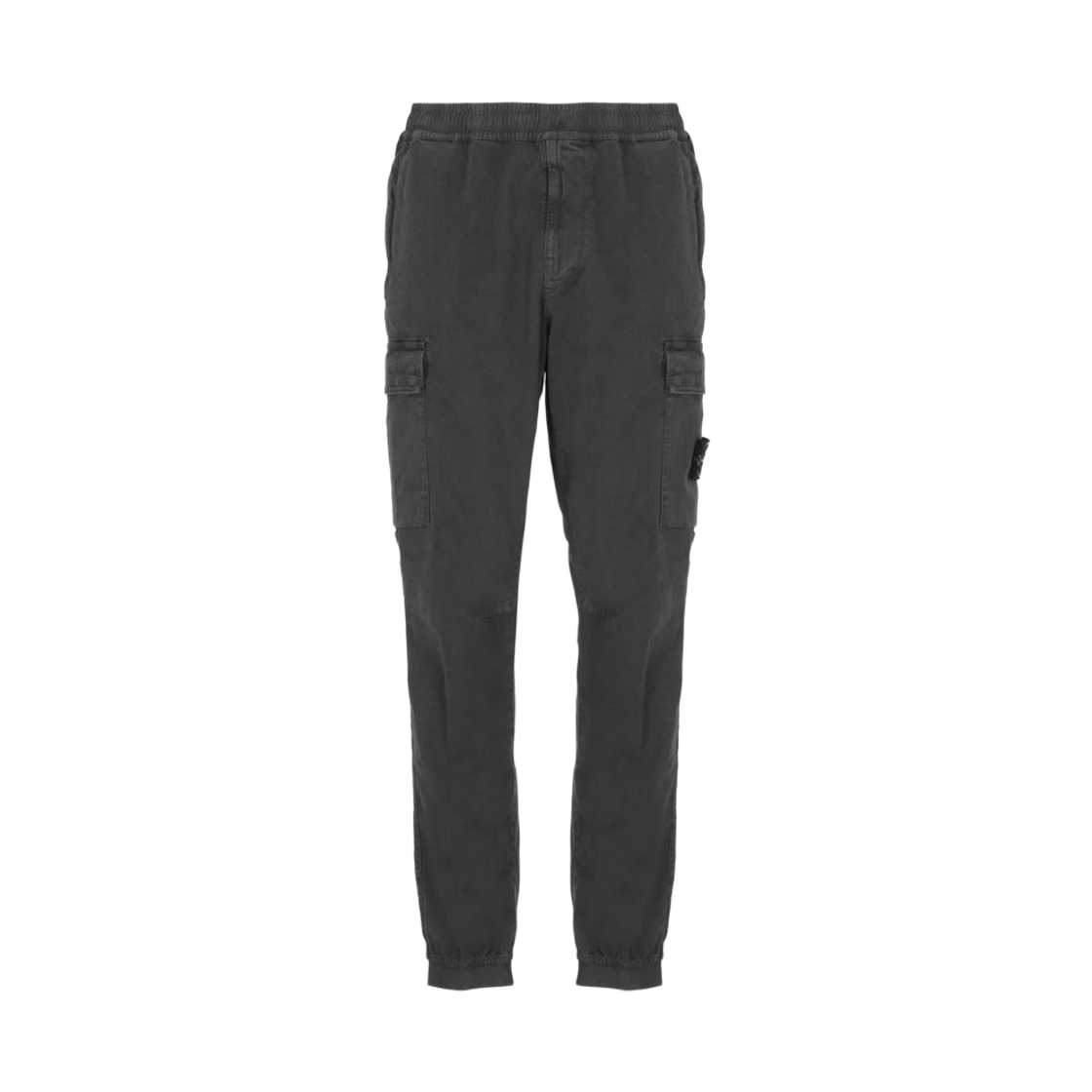 K2S1531000-33S00L1-V0162 Stone Island 3100033 Stretch Organic Broken Twill Cotton Old Effect Regular Tapered Fit Cargo Trousers with Elasticated Waistband Lead Grey - 25FW