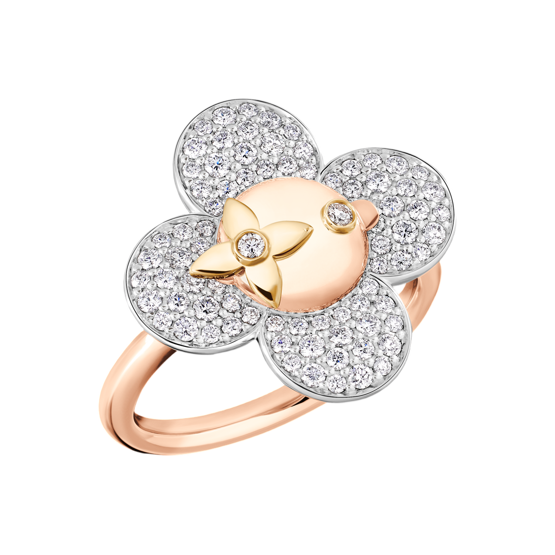 (W) 루이비통 비비엔 링 3 골드 & 다이아몬드 핑크 화이트 옐로우 골드((W) Louis Vuitton Vivienne Ring 3 Gold & Diamond Pink White Yellow Gold) - 2
