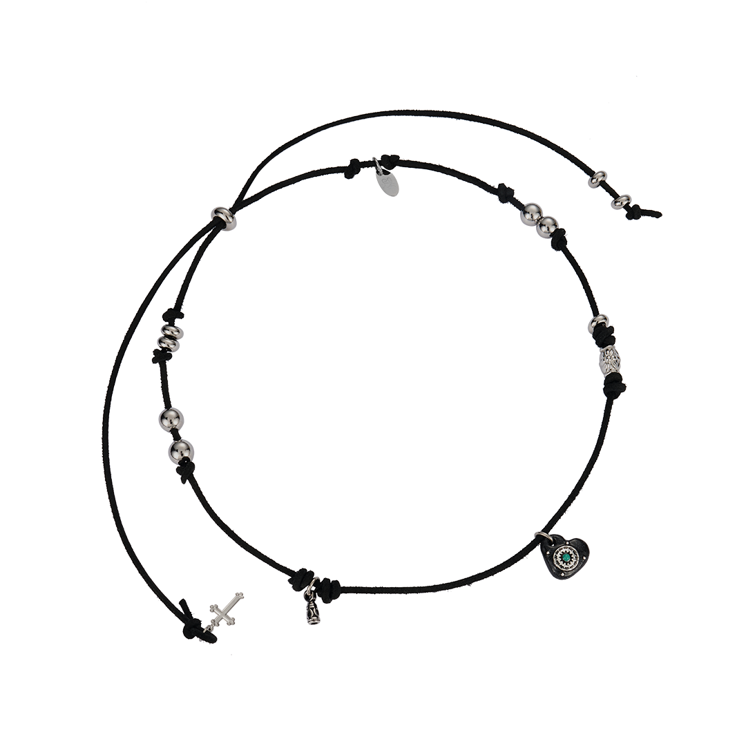 25SSJNLTOTBKFF Nff Totem Leather Necklace Black