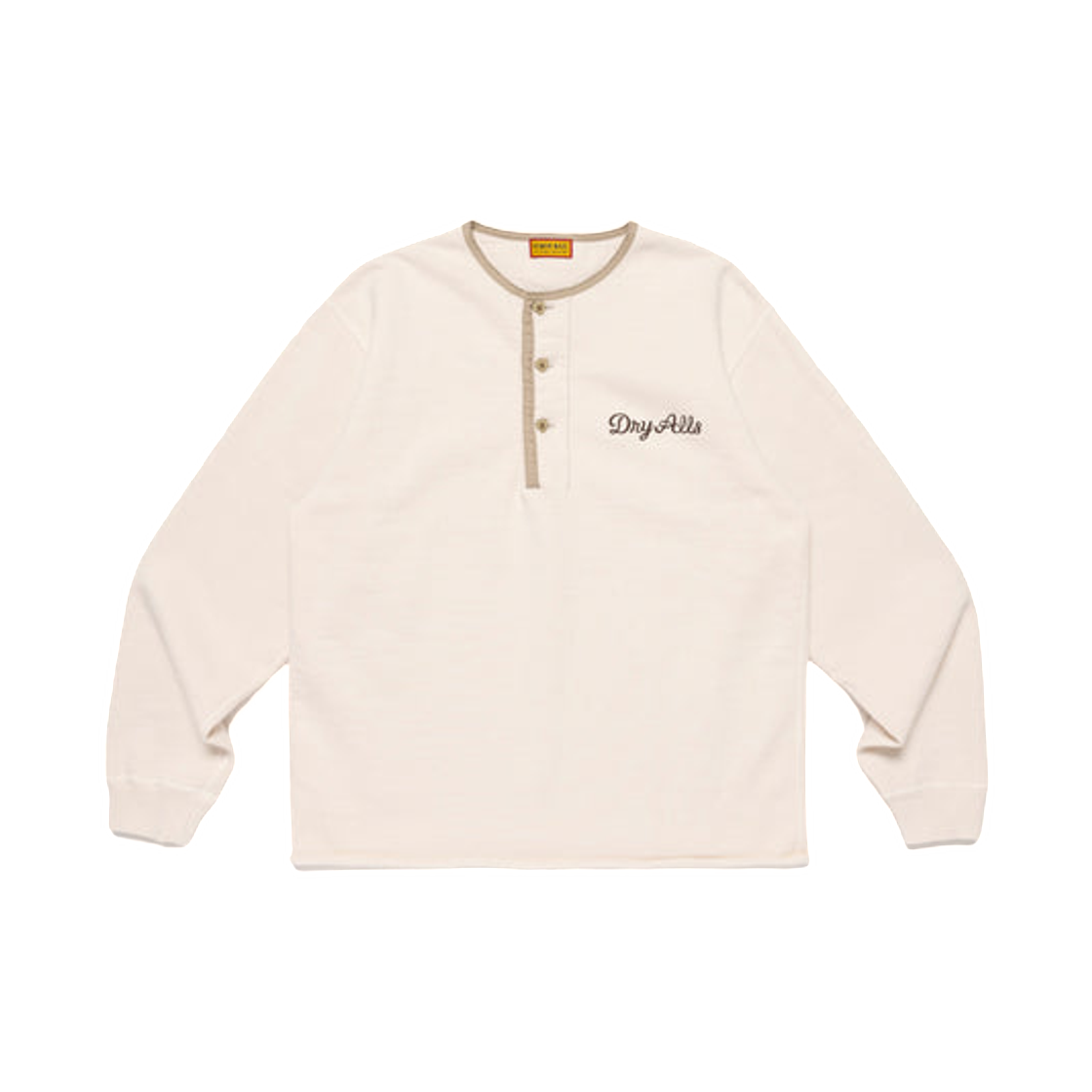 HM30CS012 Human Made Henley Neck Sweatshirt White