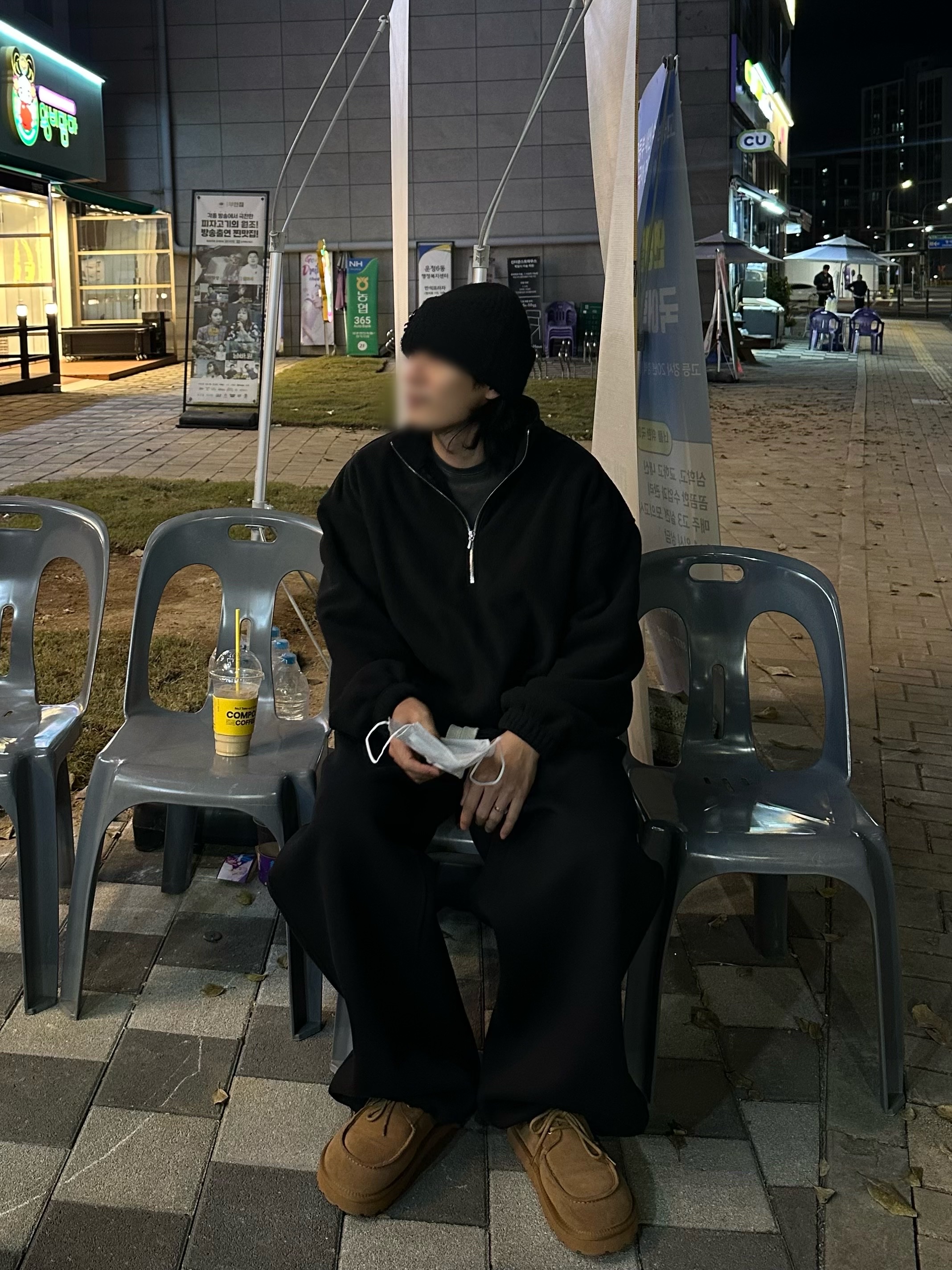 Kinchi x Non Parking N Heri Brown, [예약 배송] Nonnod Half zip fleece Black 착용 스타일 - 1