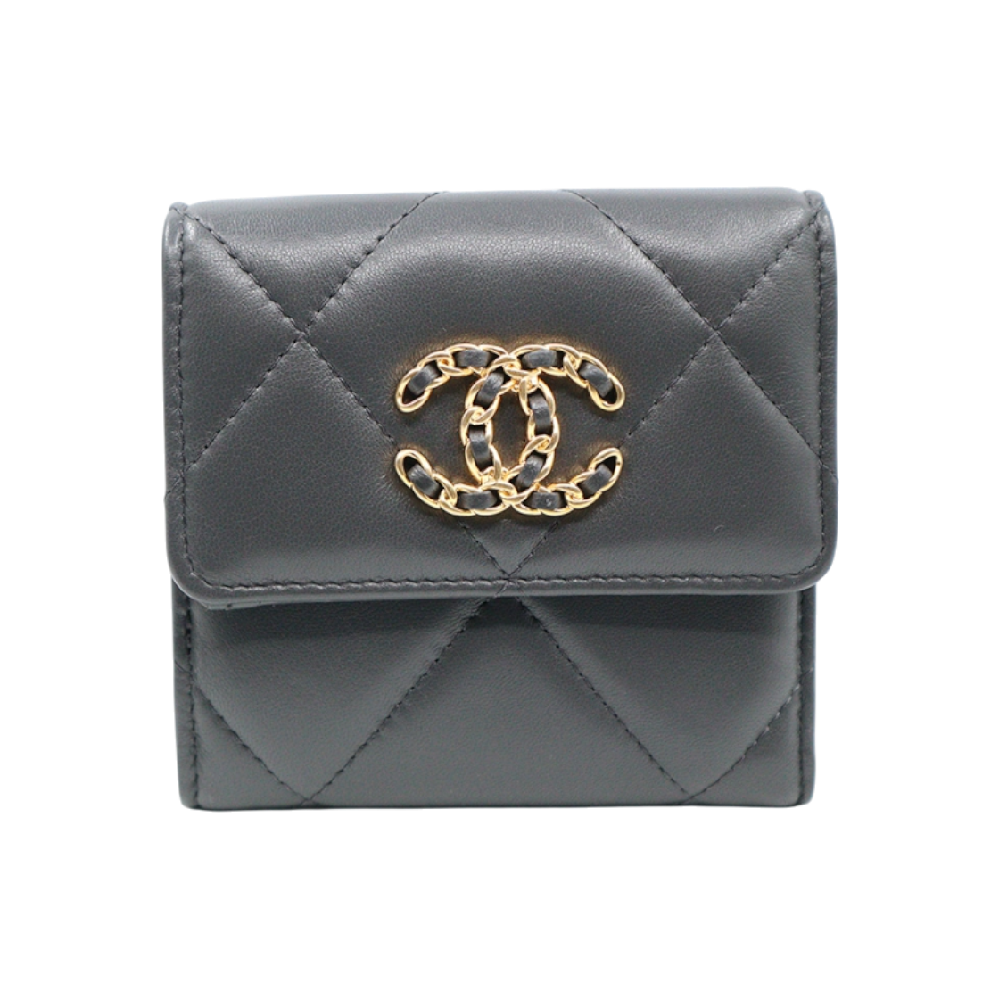 샤넬 AP1064 그레이 CC로고 램스킨 스몰 플랩 반지갑 (31번대)(Chanel AP1064 Gray CC Logo Lambskin Small Flap Wallet (Series 31))
