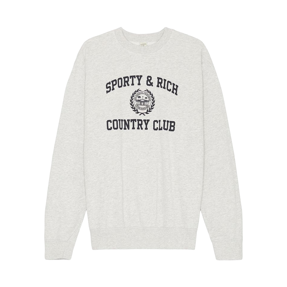 ST071516218GY Sporty & Rich Varsity Crest Crewneck Sweatshirt Grey