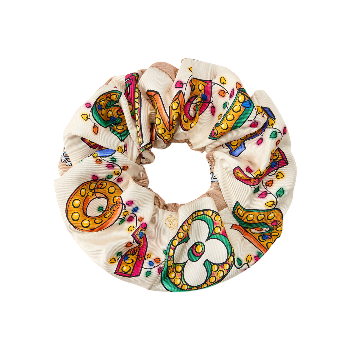 M97222 (W) Louis Vuitton Vivienne Winter Celebration Scrunchie White