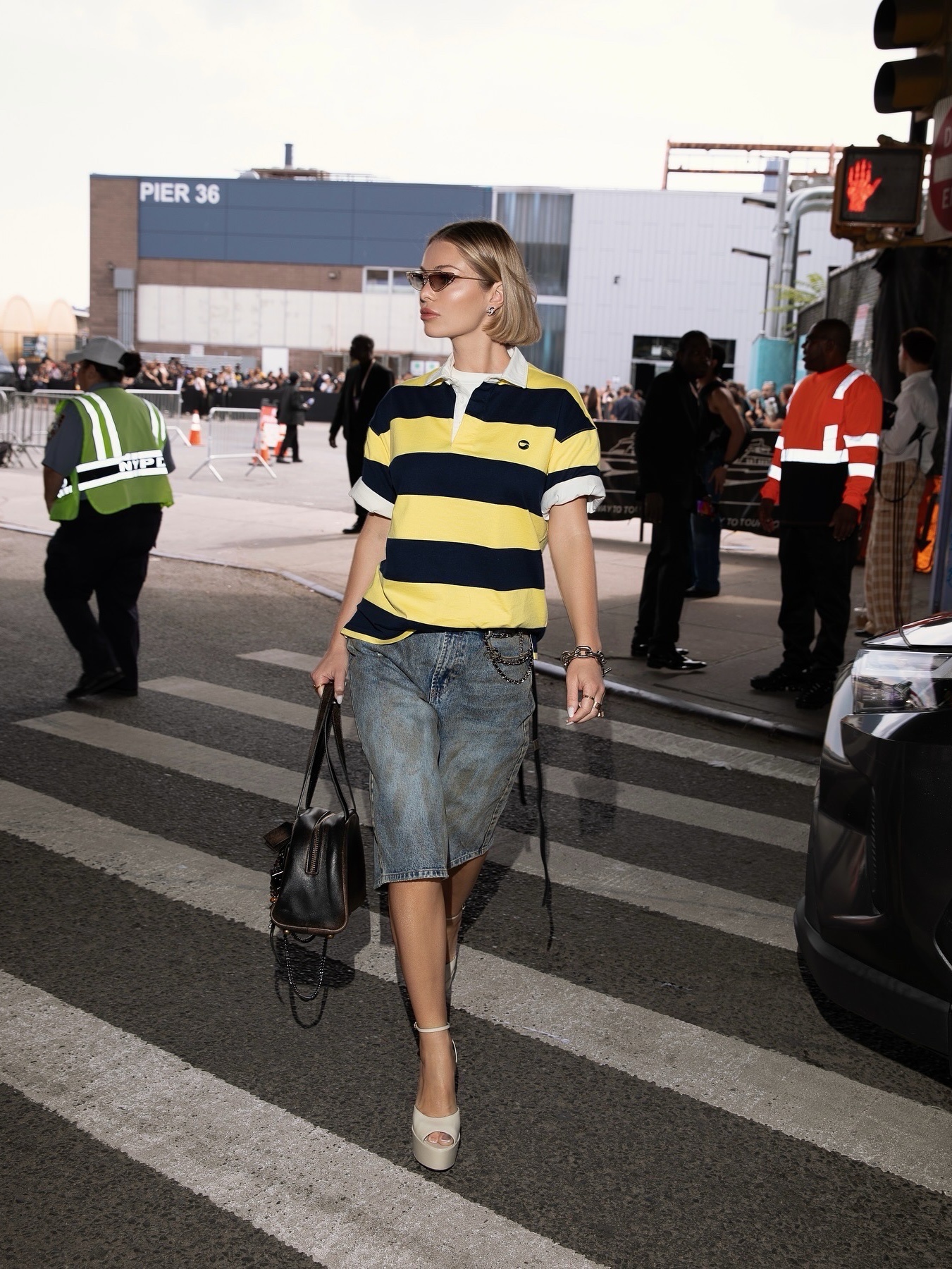 Coperni Striped Polo Top Yellow Blue - 25SS 착용 스타일 - 1