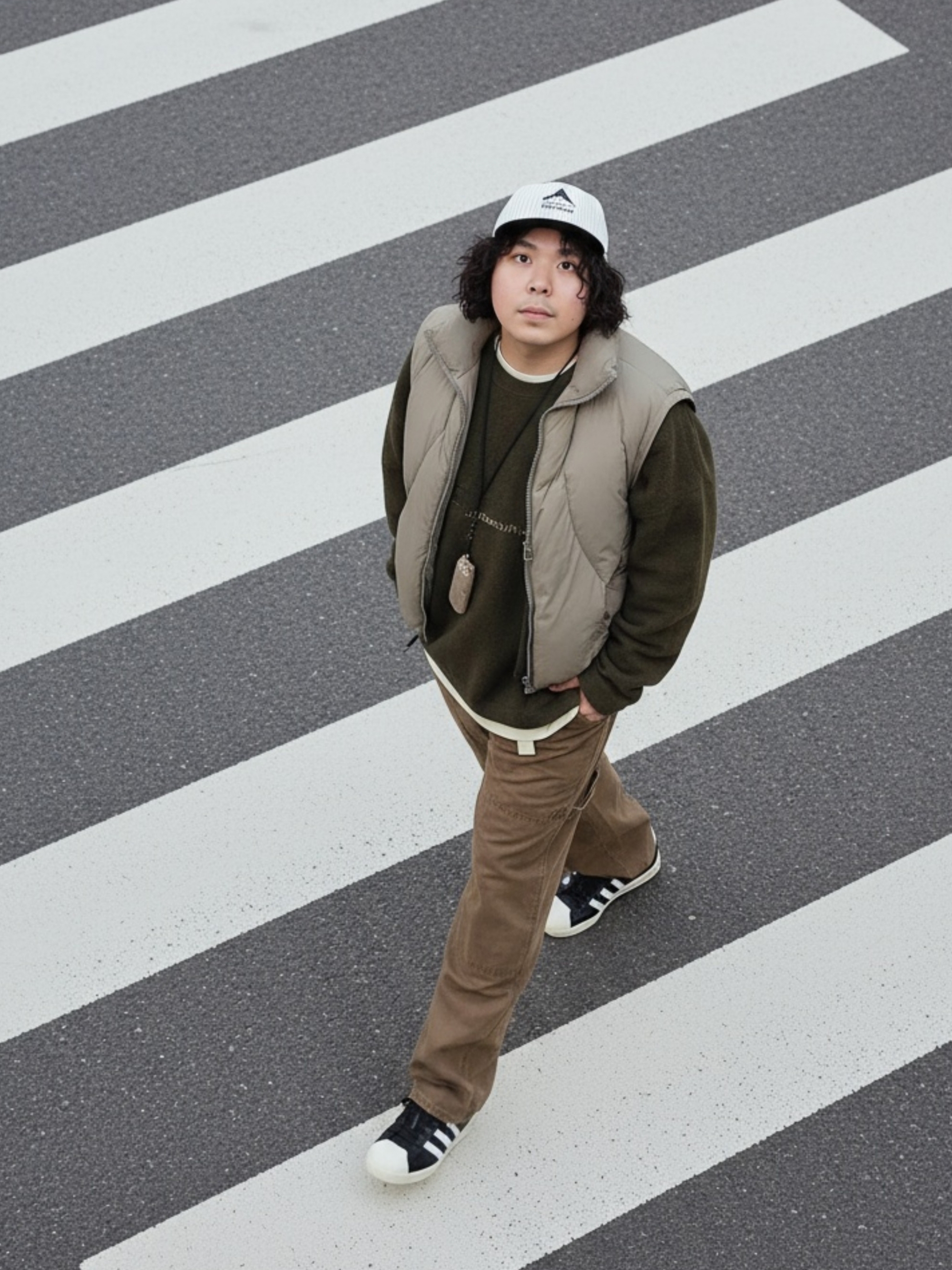[KREAM 단독] runwhither Lightweight Hoodie Padding Black, (W) Adidas Superstar Vintage Core Black Cloud White 착용 스타일 - 3