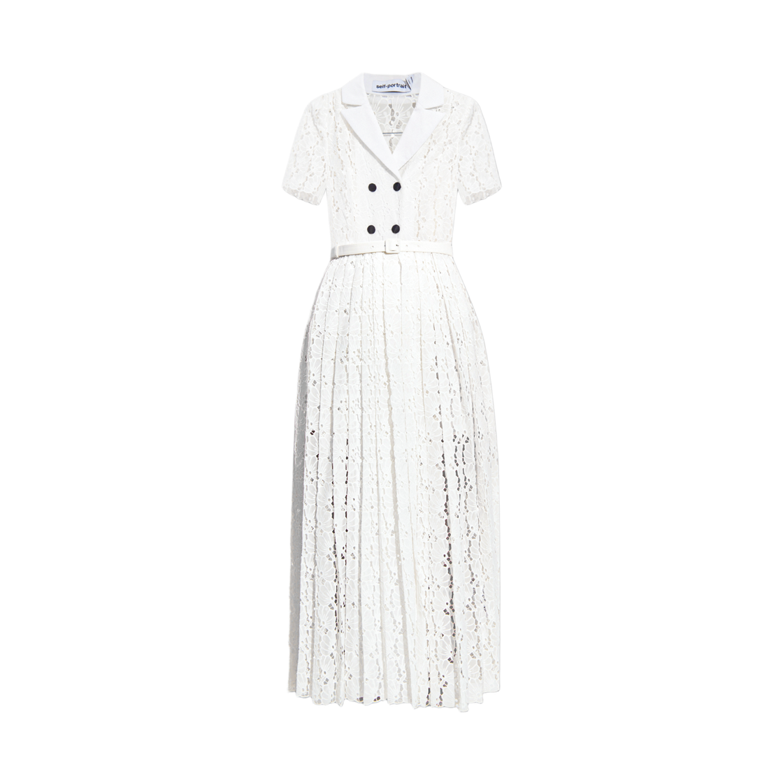 (W) 셀프 포트레이트 쉬폰 미디 드레스 화이트((W) Self Portrait Chiffon Midi Dress White)