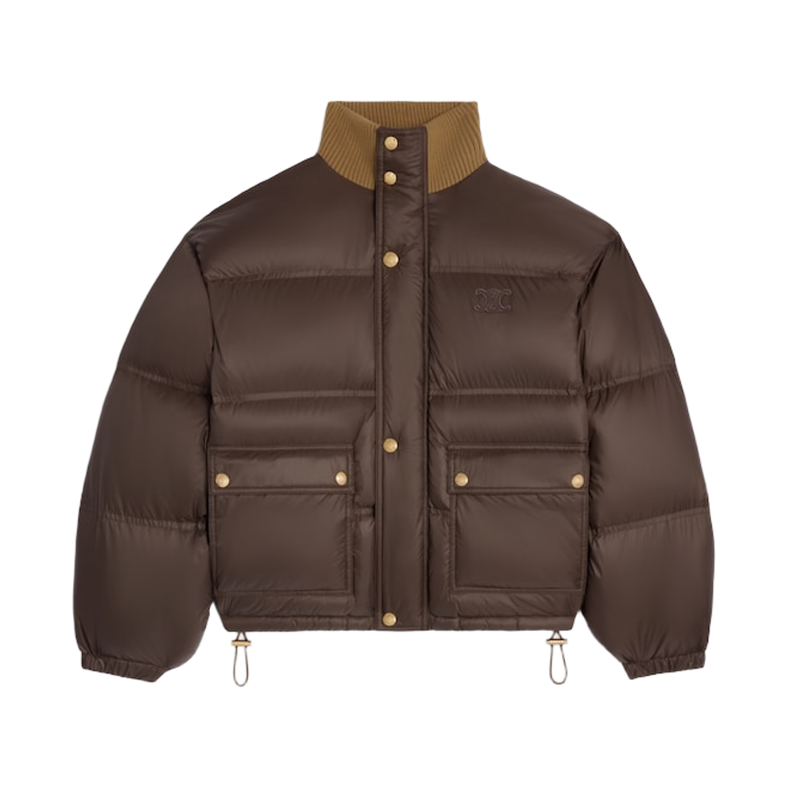 RV0VN0T69-19BR (W) Celine Puffer Jacket in Light Nylon Brown