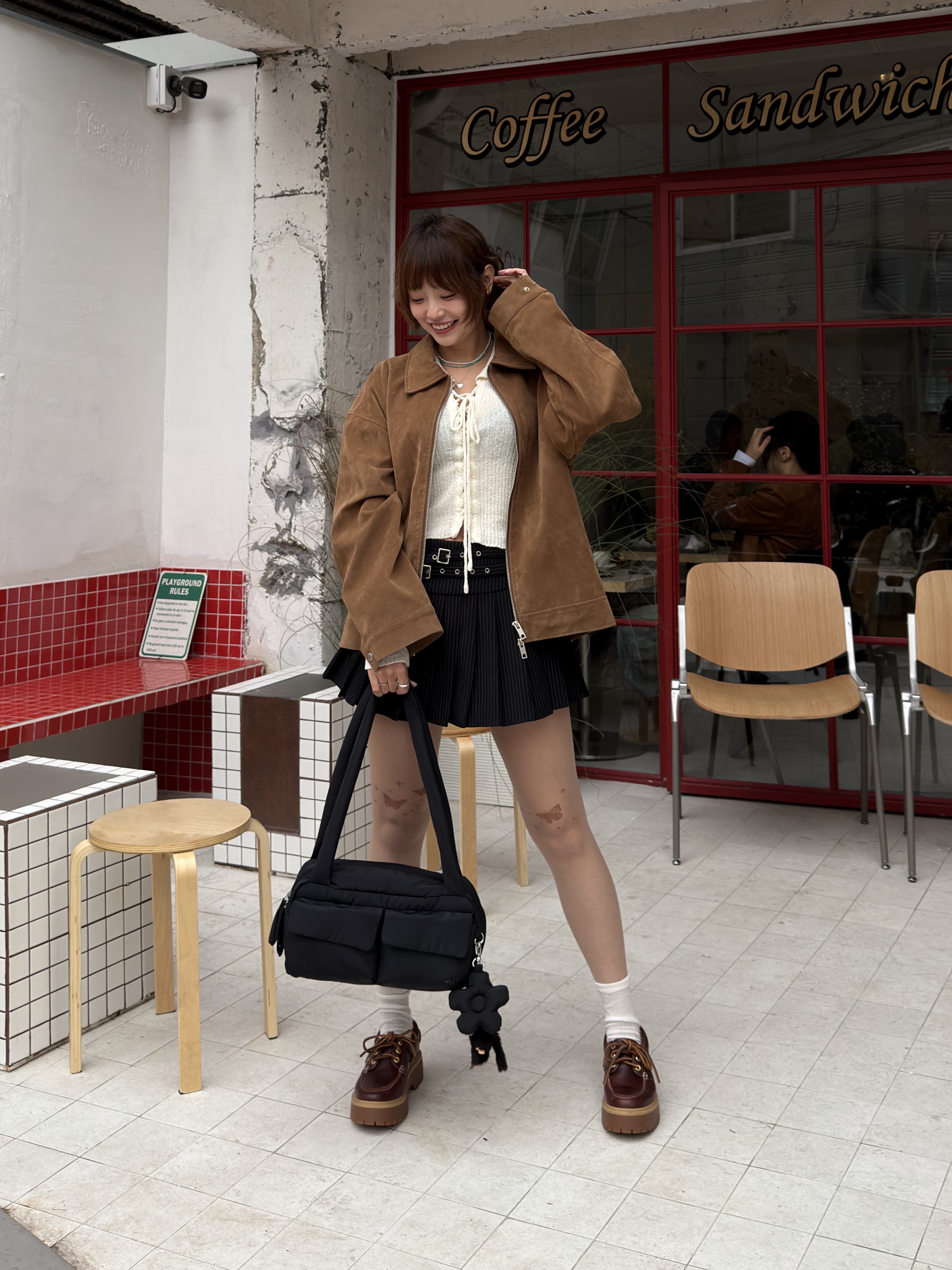 (W) Timberland Classic 3-Eye Boat Shoes Brown - Wide, Monchhichi Colors Key Chain Black 착용 스타일 - 1