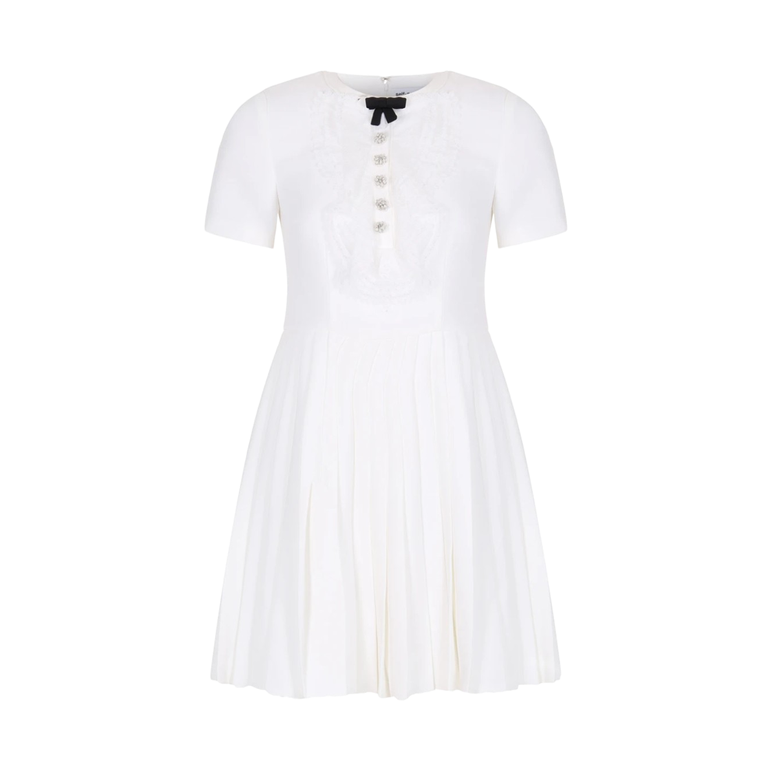 (W) 셀프 포트레이트 레이스 빕 미디 드레스 화이트((W) Self Portrait Lace Bib Midi Dress White)