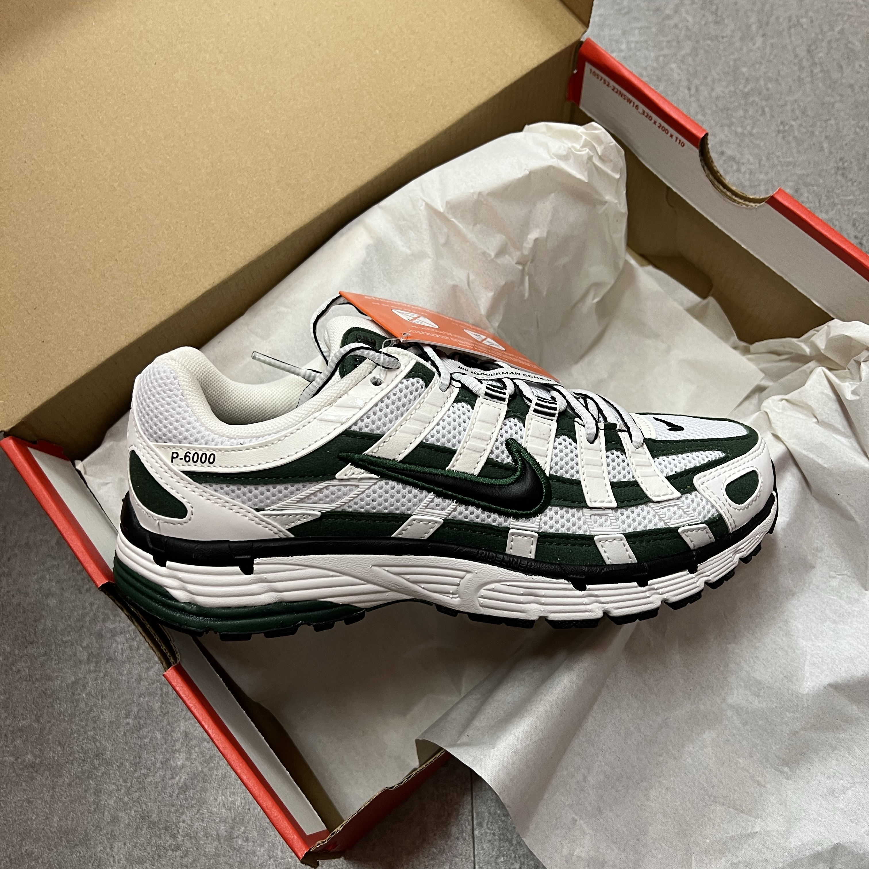 (W) Nike P-6000 Summit White Fir 착용 스타일