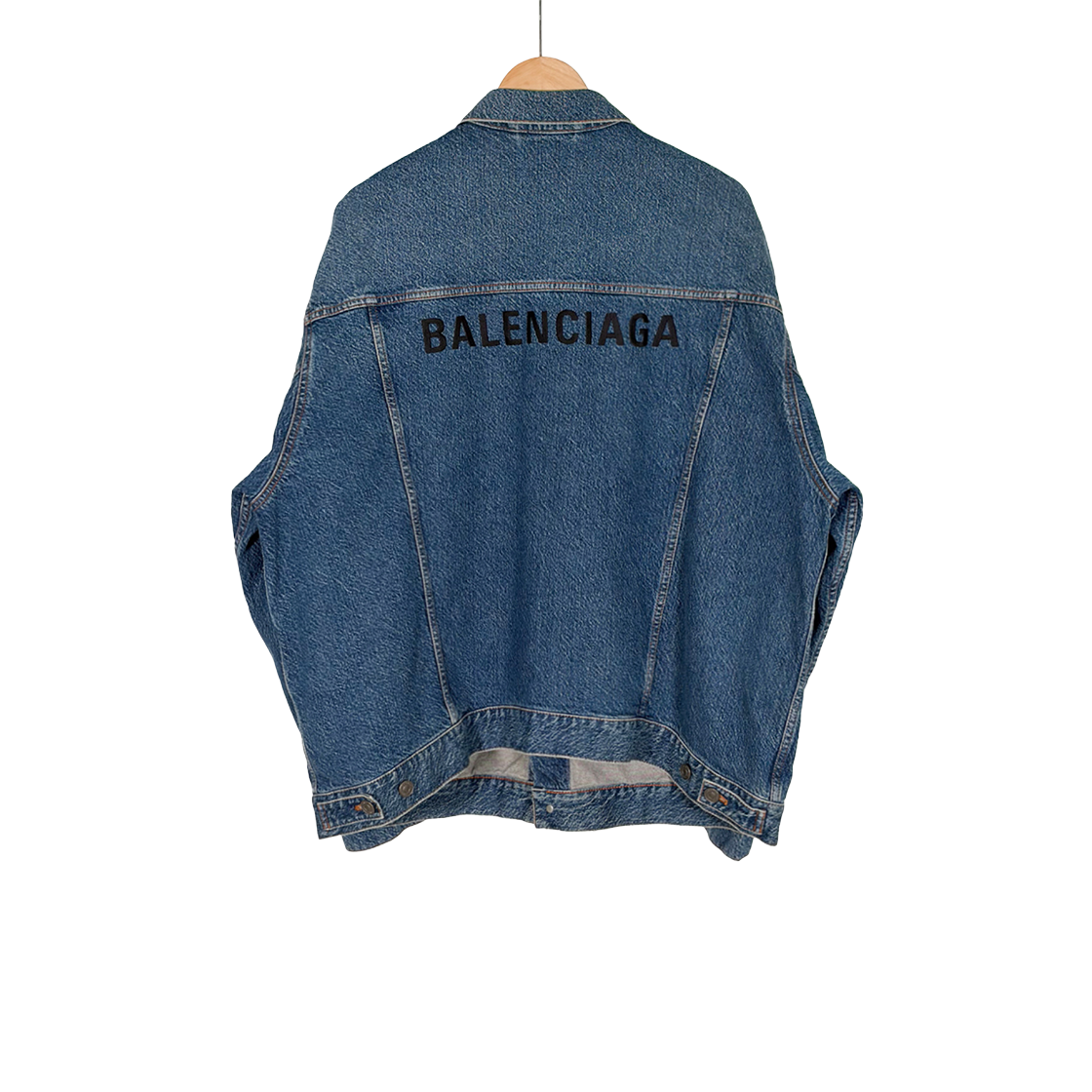 ITBWGSE57OOC Balenciaga Men's Embroidered Logo Oversized Denim Jacket - Blue