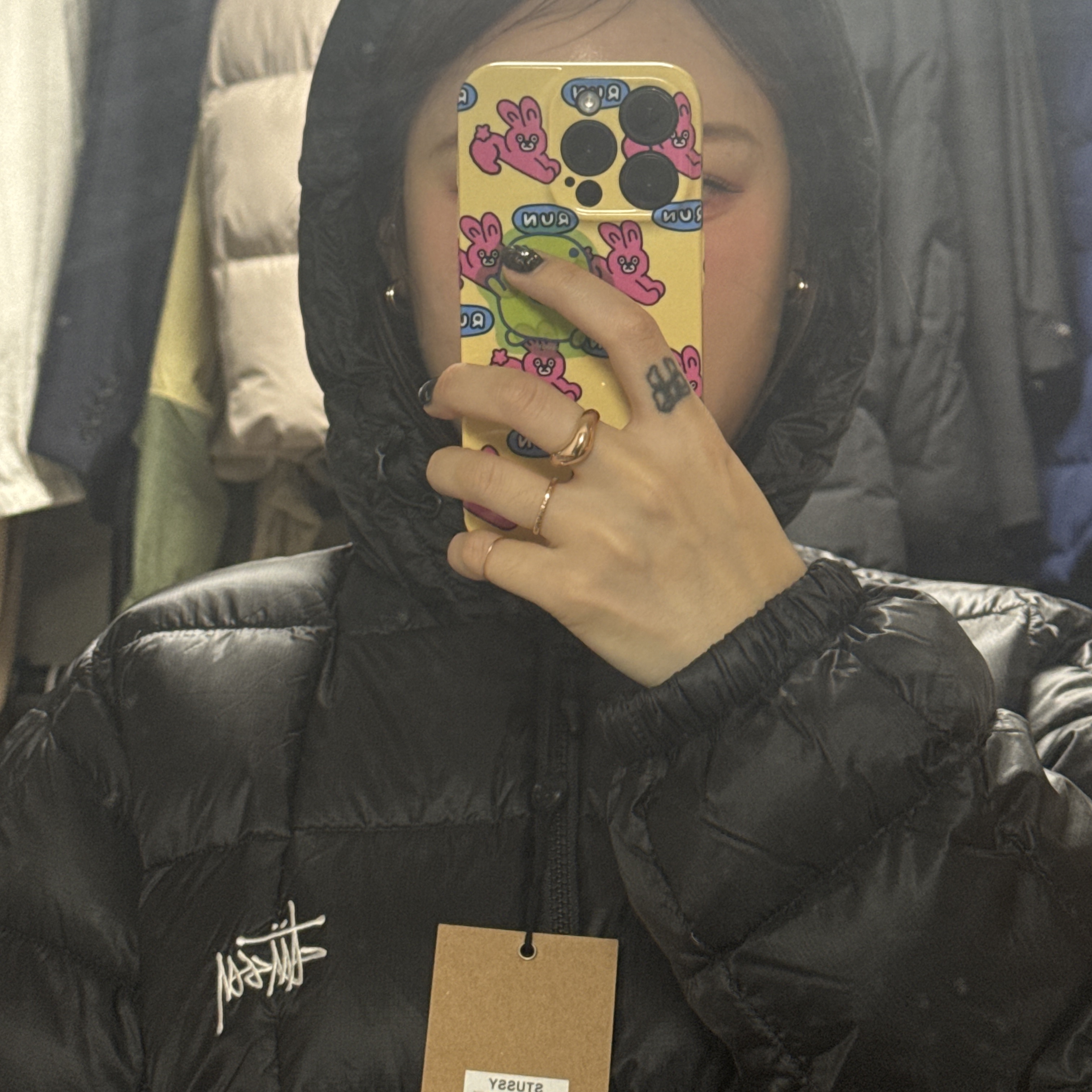 Stussy Midweight Hooded Puffer Black 착용 스타일