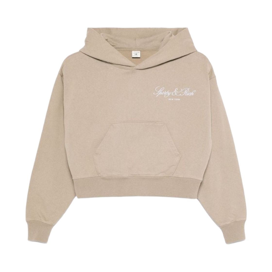 (W) 스포티 앤 리치 방돔 스크립트 크롭 후드 엘리펀트 화이트((W) Sporty & Rich Vendome Script Cropped Hoodie Elephant White)