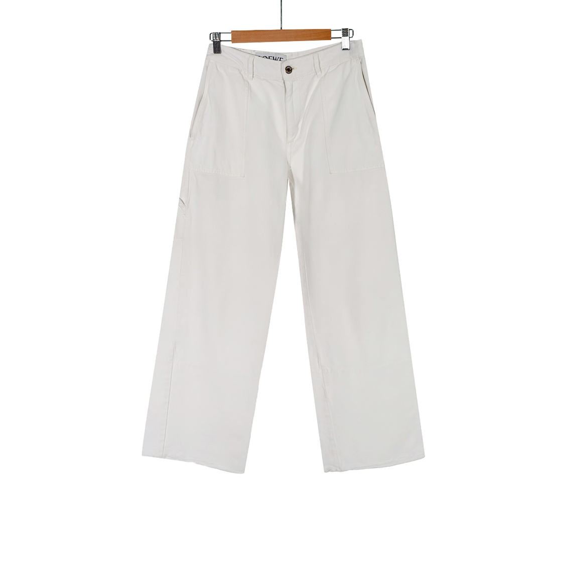 로에베 남성 아나그램 로고 가죽탭 카펜터 워크 데님 팬츠 화이트(Loewe Men's Anagram Logo Leather Tab Carpenter Denim Pants - White)