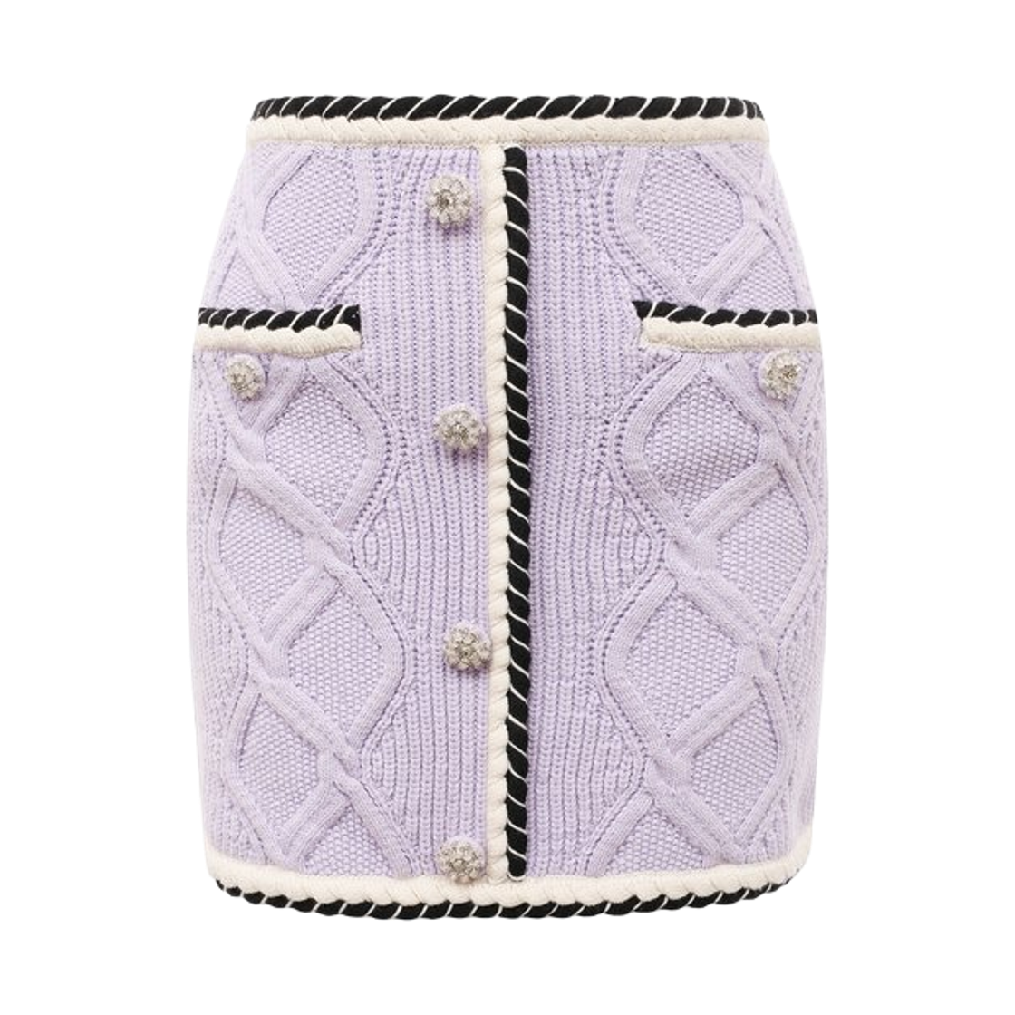 (W) 셀프 포트레이트 니트 미니 스커트 라일락((W) Self Portrait Knit Mini Skirt Lilac)