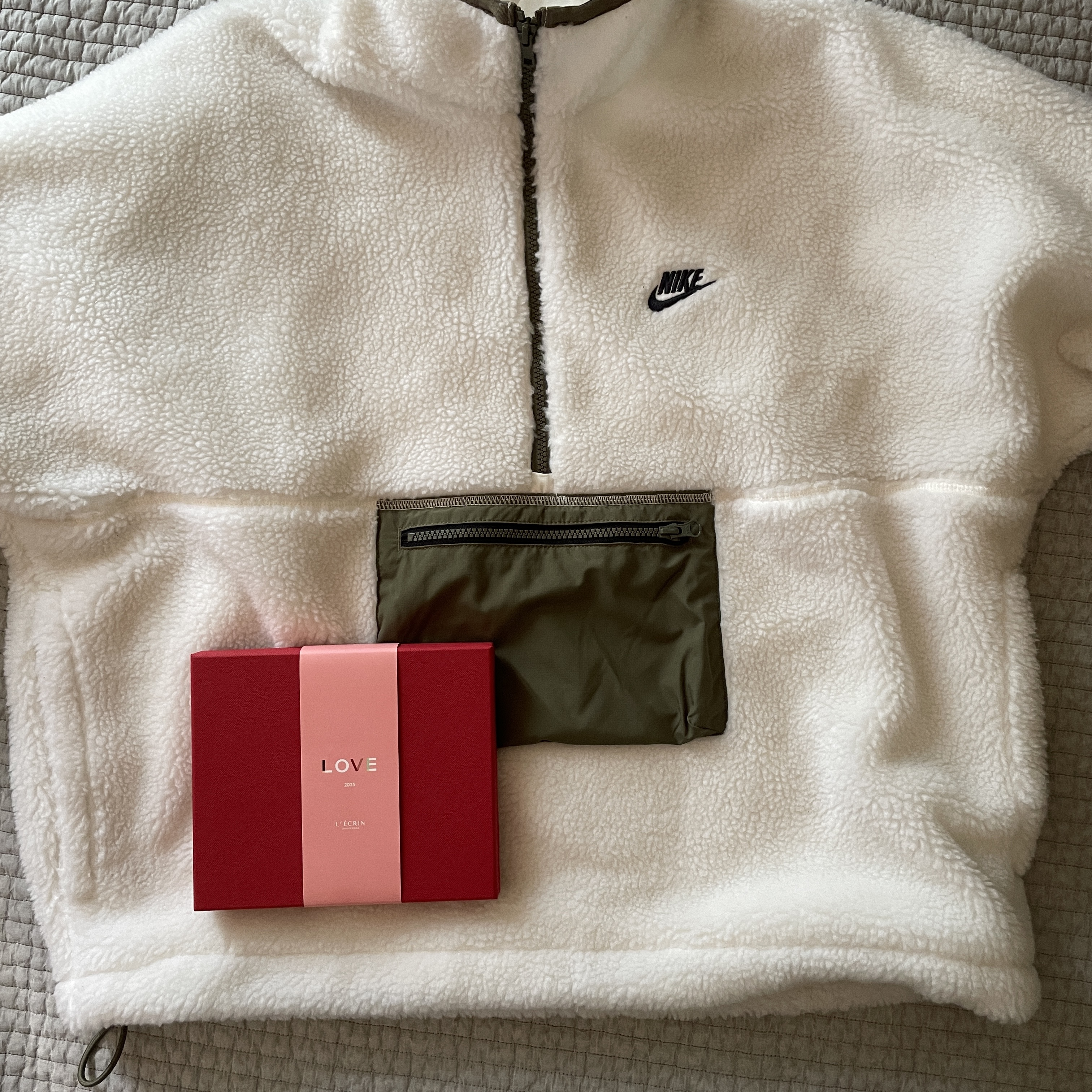 Nike Club Fleece+ Half Zip Anorak Sail Medium Olive - Asia 착용 스타일
