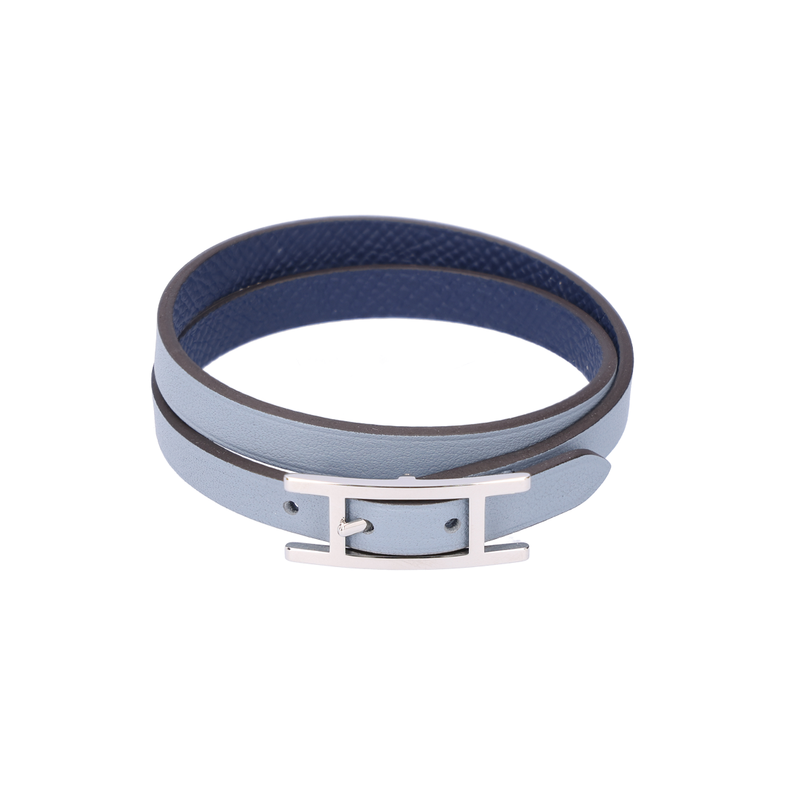 에르메스 H064684CK 비아피 더블 투어 브레이슬릿 블루 랑 블루 네이비(Hermes H064684CK Viapi Double Tour Bracelet - Blue and Navy Blue)