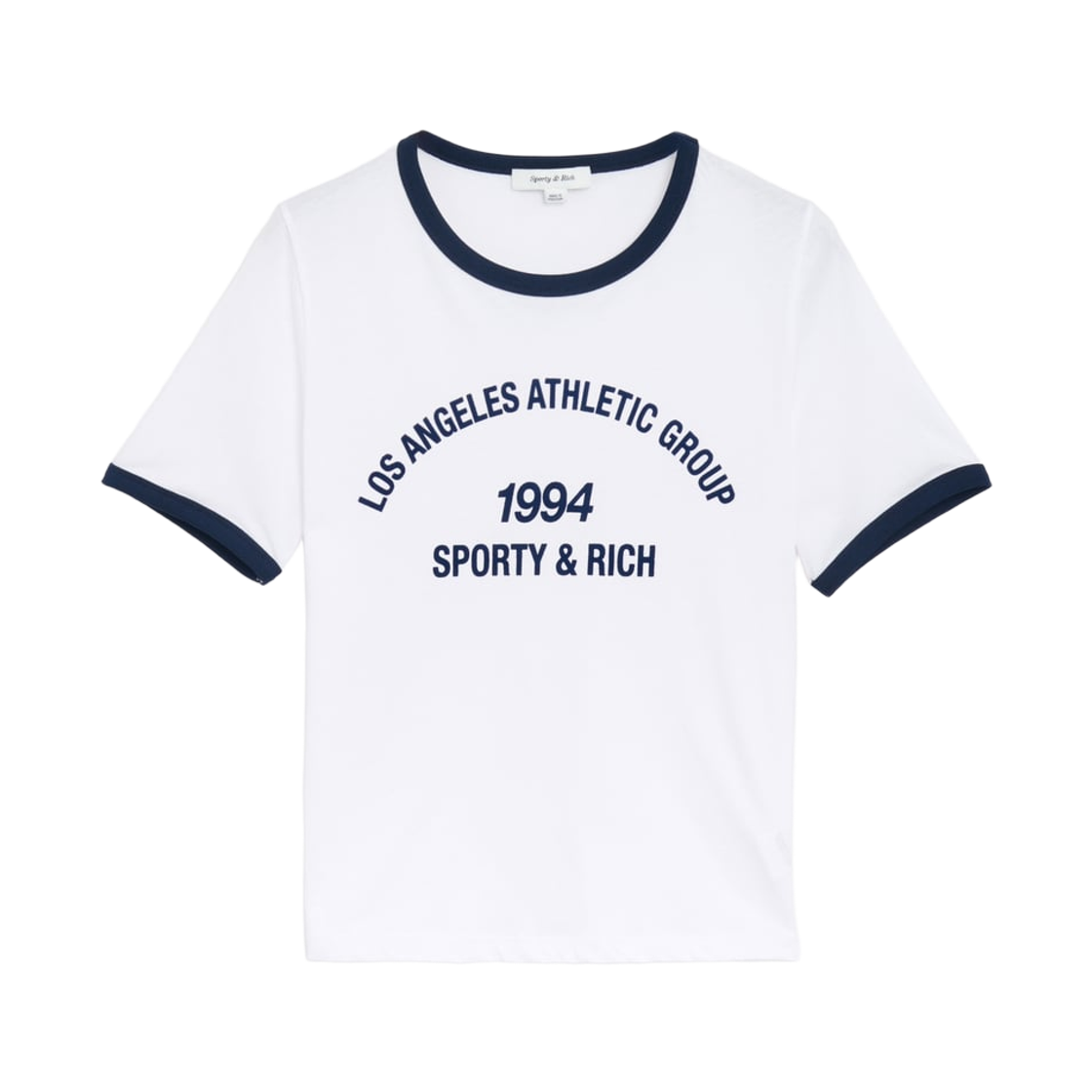 TO073503124WH (W) Sporty & Rich LA Athletic Group Ringer Cropped T-Shirt White Navy