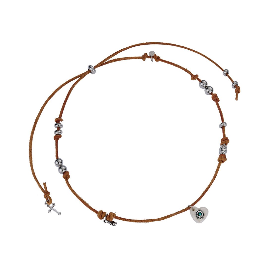 25SSJNLTOTWHFF Nff Totem Leather Necklace White