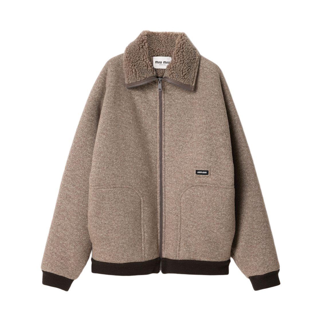 ML1369-17I1-F0065 (W) Miu Miu Cotton Fleece Zipper Blouson Jacket Cord