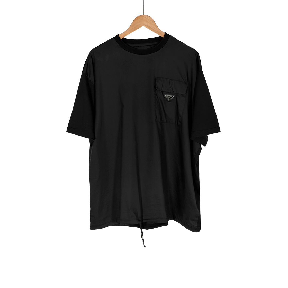 ITL34VB9Q2JD Prada Re-Nylon Triangle Logo String Pocket Technical T-Shirt - Black