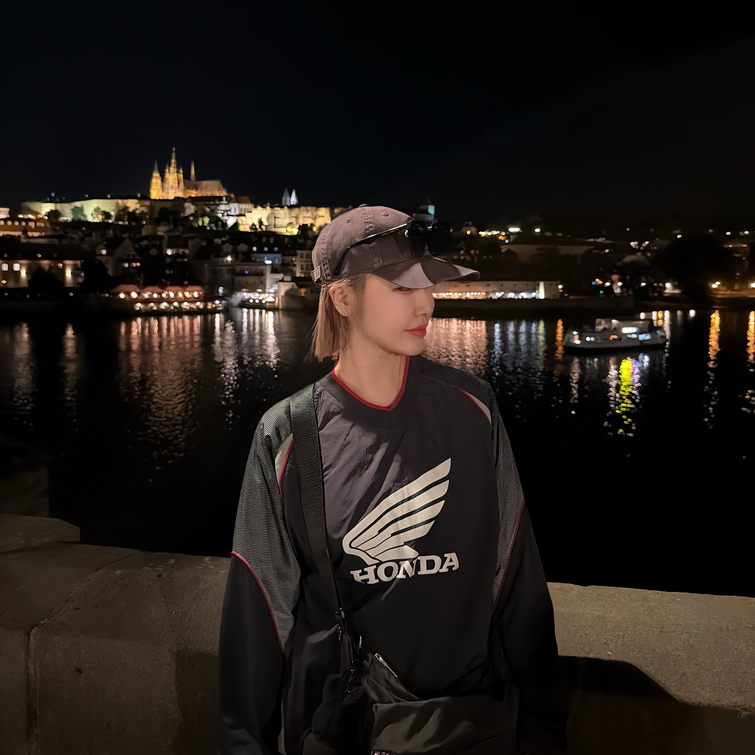 Honda Speed Track Nylon Long Sleeve Navy, Honda Speed Track Nylon Long Sleeve Beige 착용 스타일 - 1