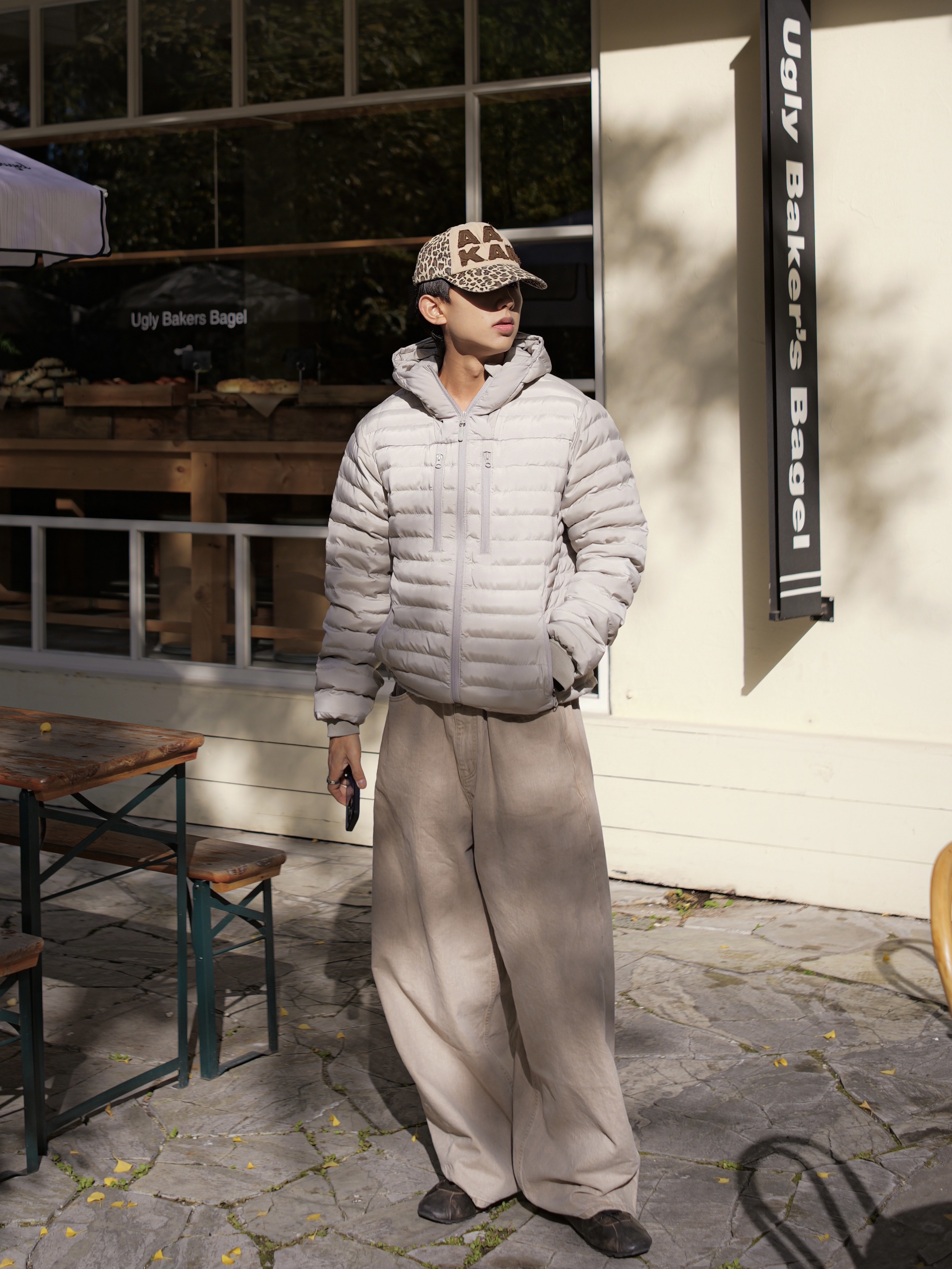 noun Wide Curved Denim Pants Sand Beige, Deviation Pele 02 착용 스타일 - 3