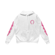 Chrome Hearts Horseshoe Logo Hoodie White Pink
