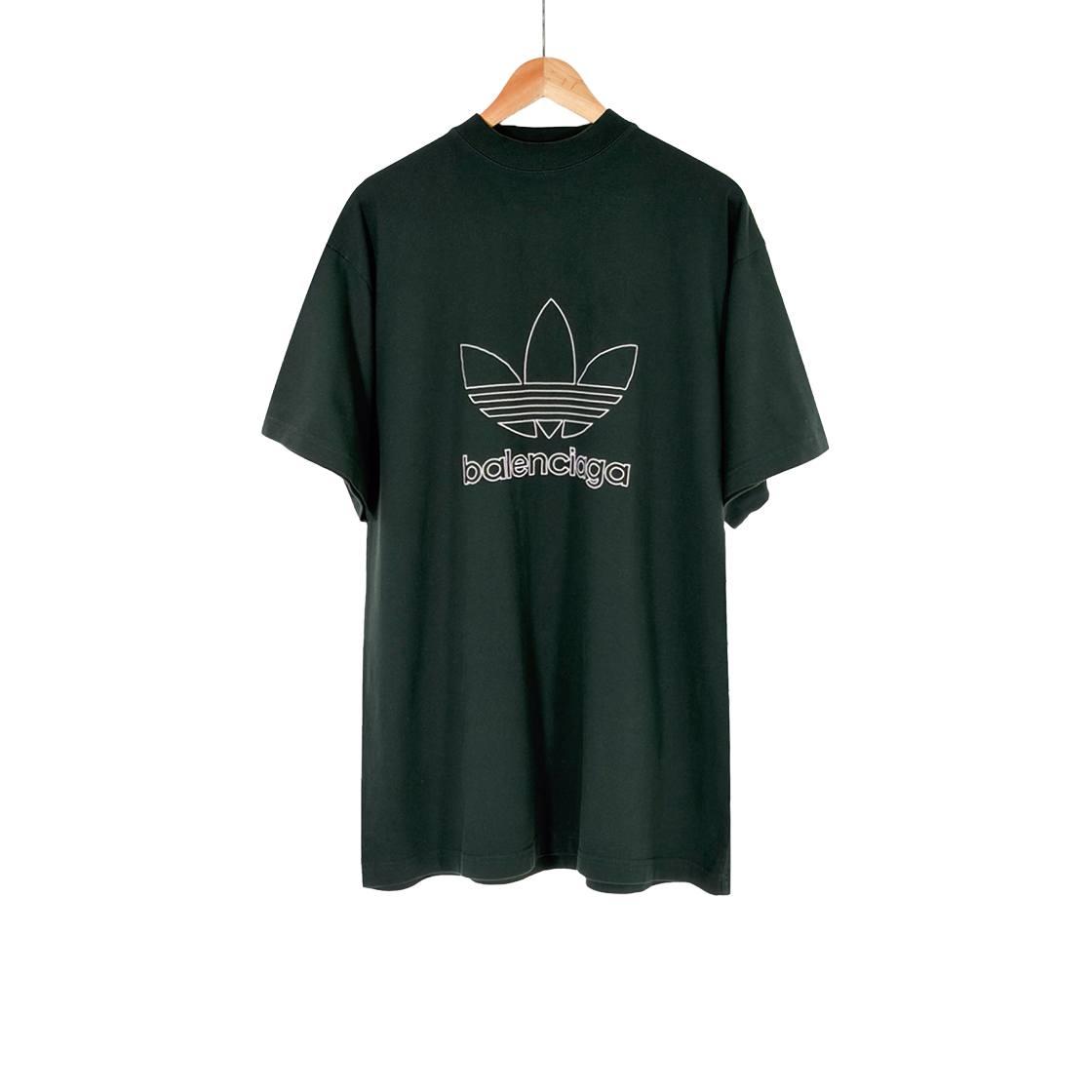 ITLFQ2RQCL7O Balenciaga x Adidas Men's Embroidered Logo T-Shirt - Green