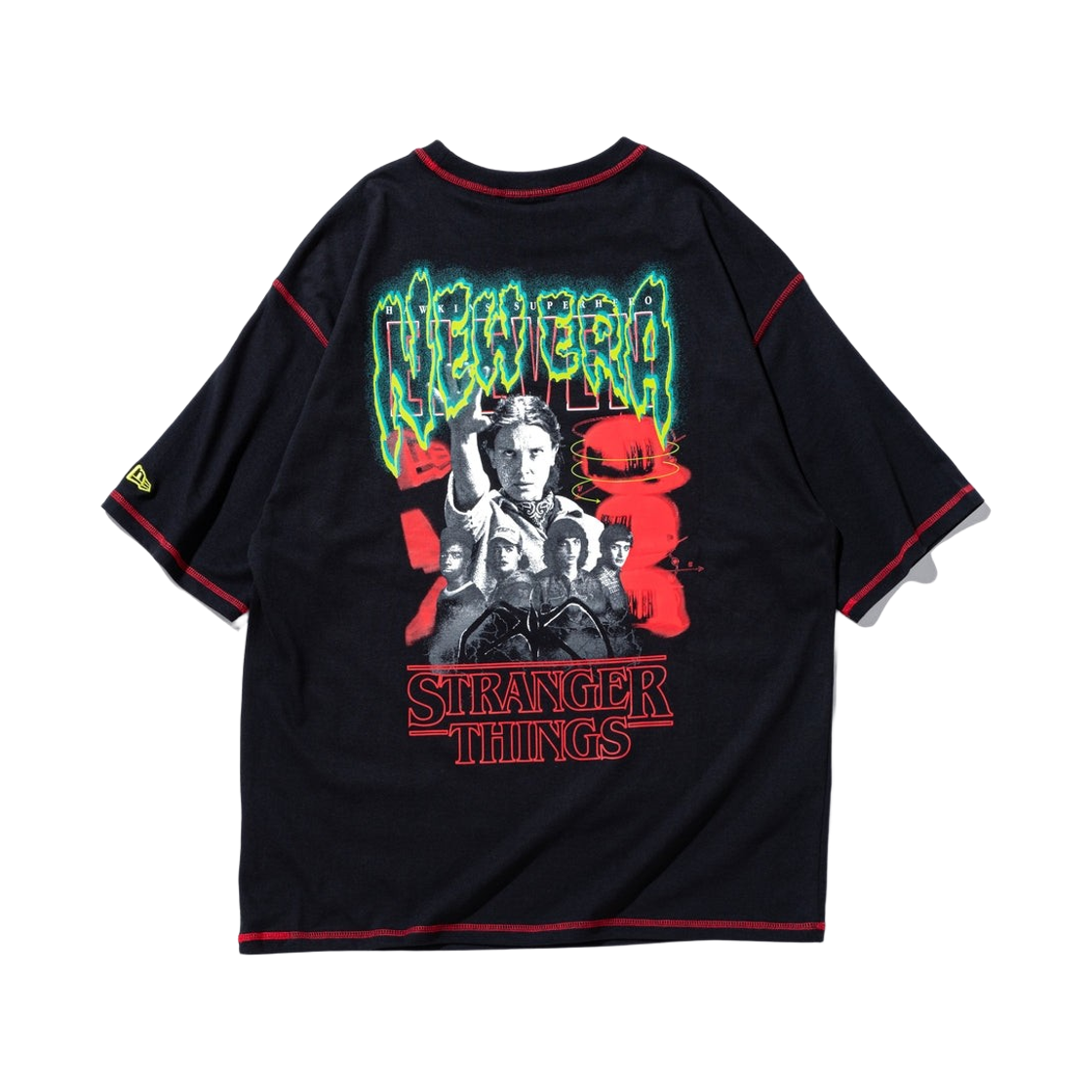뉴에라 x 기묘한 이야기 일레븐 오버사이즈 코튼 티셔츠 블랙(New Era x Stranger Things Eleven Oversized Cotton T-Shirt Black) - 1