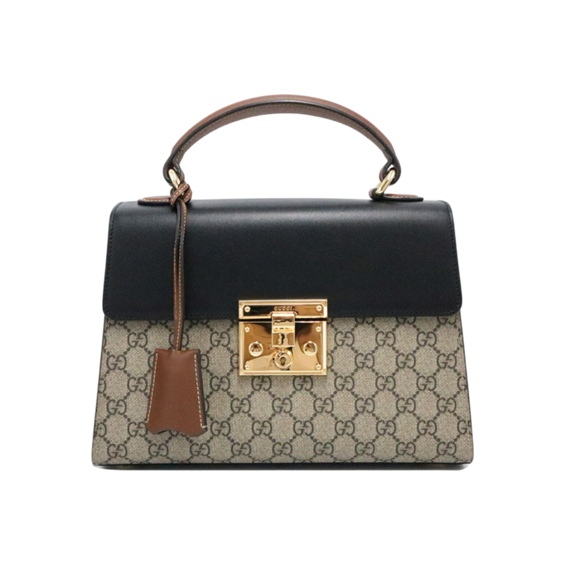 구찌 GG 수프림 캔버스 블랙 레더 패드락 스몰 탑핸들 투웨이백(Gucci GG Supreme Canvas Black Leather Padlock Small Top Handle 2 Way Bag) - 1