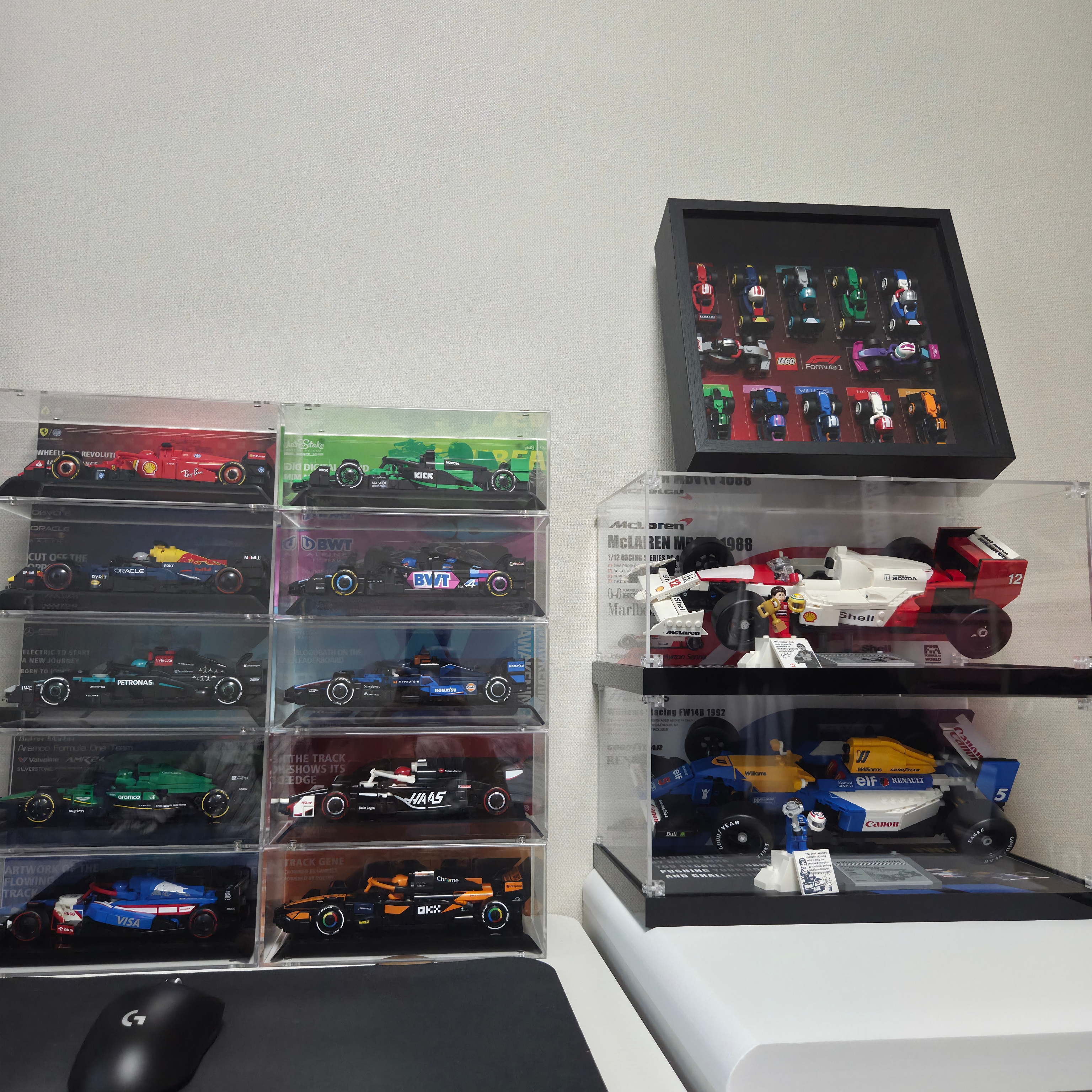 Lego McLaren MP4/4 & Ayrton Senna, Lego Icons Williams Racing FW14B & Nigel Mansell 착용 스타일