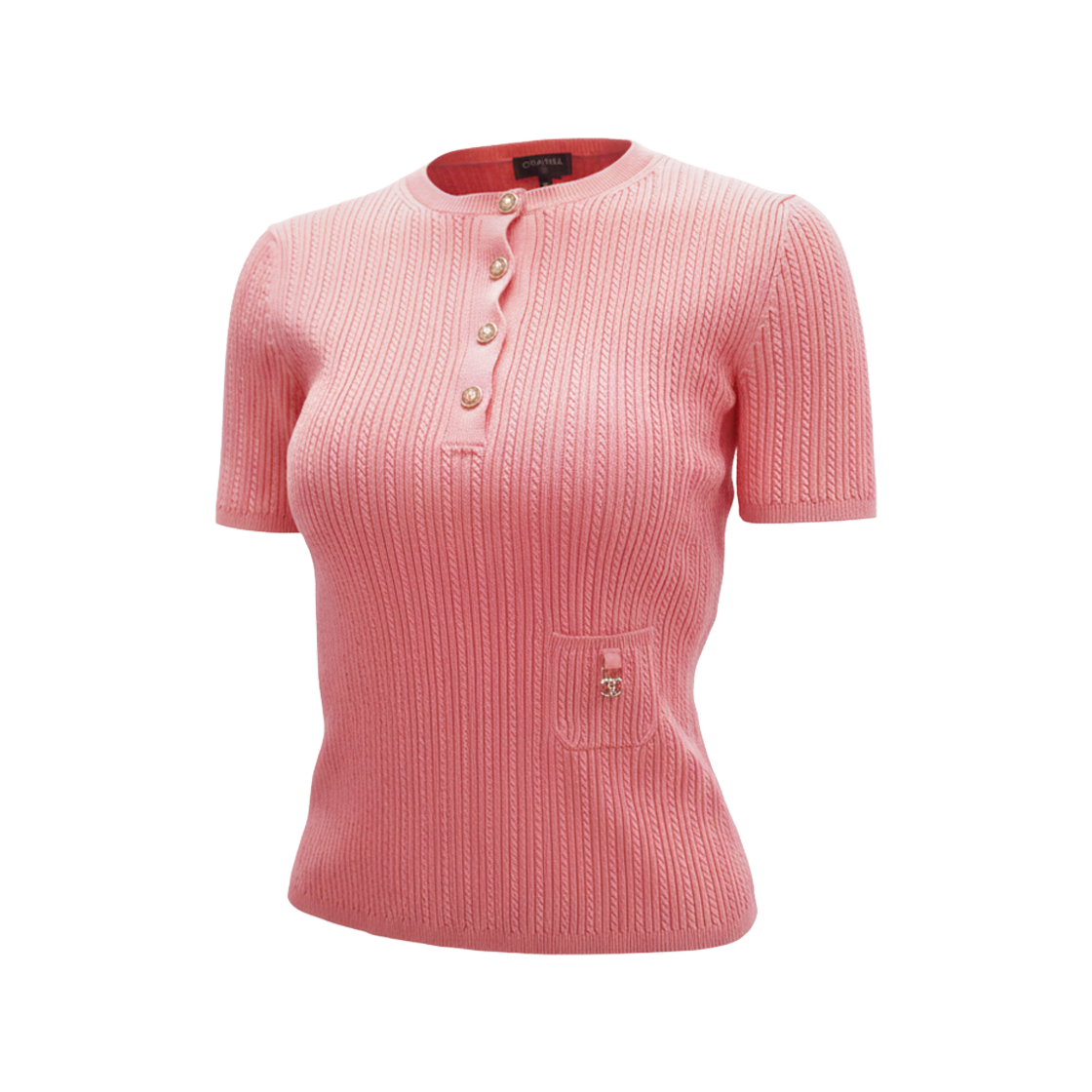 ITQMN5NQ2GM9 Chanel P72484 Pink Short Sleeve Knit