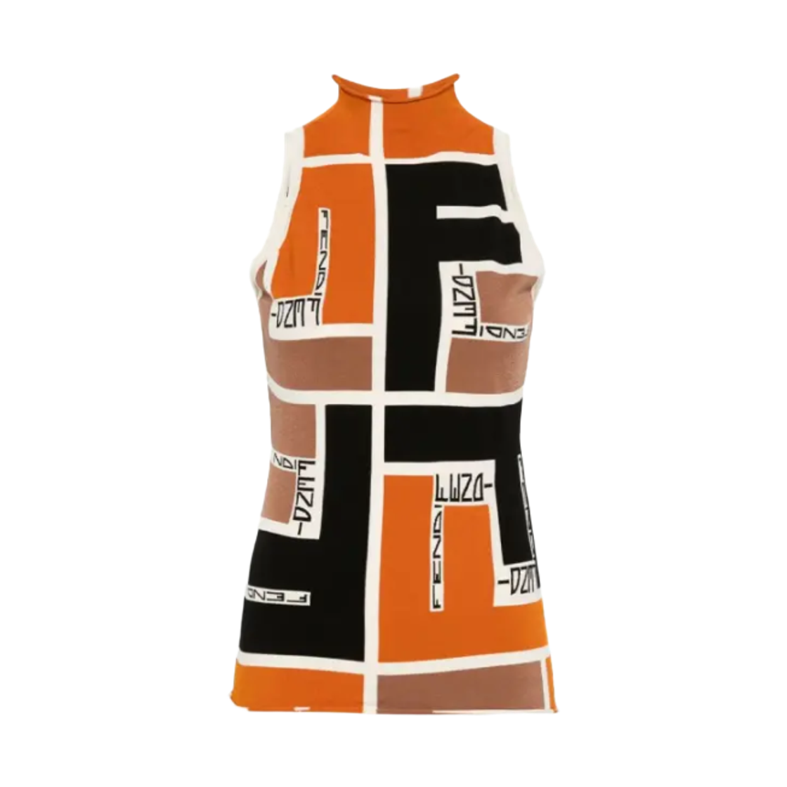 FZXB84ARV2F1NZQ (W) Fendi Print High Neck Sleeveless Multicolor