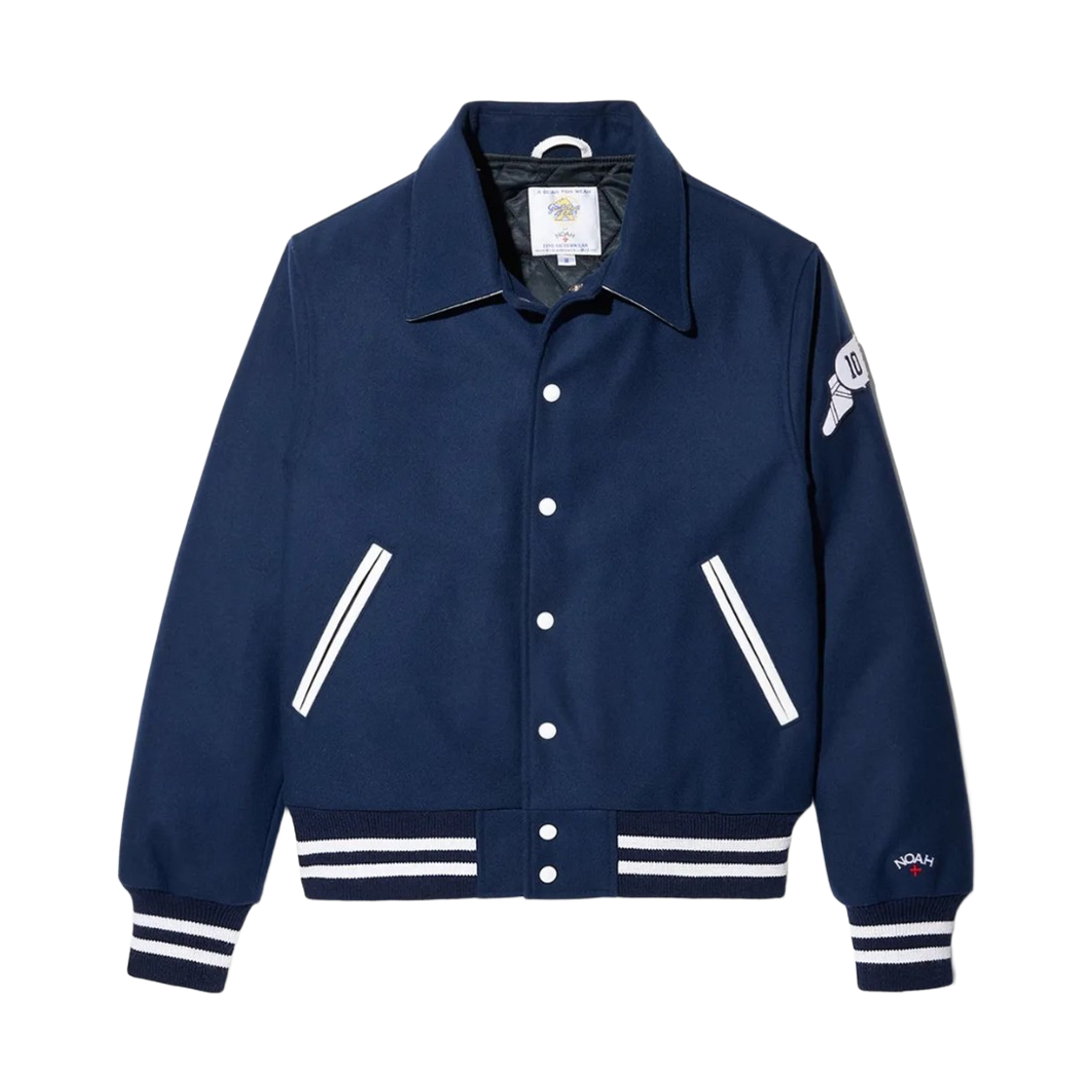 노아 x 골든베어 노스이스트 울 바시티 자켓 로얄 화이트(Noah x Golden Bear Northeast Wool Varsity Jacket Royal White)